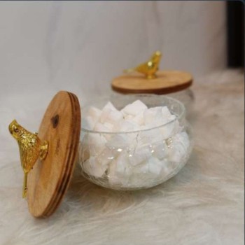قندون و شکلات خوری شیشه آبگز در چوبی