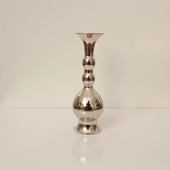 گلدان مسی خمره ای آبکاری کروم سایز متوسط