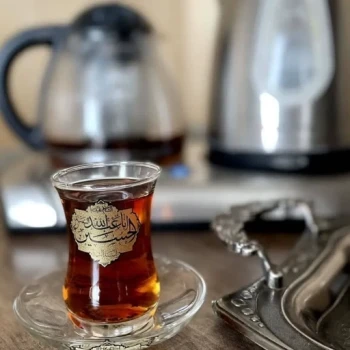 استکان و نعلبکی مزین به نام مبارک ائمه دستی 6 عدد استکان و 6 عددنعلبیکی ت کمر باریک محرم فاطمیه 