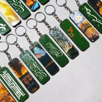 جاکلیدی طرح حسینی جنس چوبی مناسب هدیه مجالس عزاداری و اربعین سوغات کربلا میلاد امام حسین ع نذر فرهنگی 