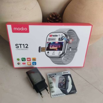 ساعت هوشمند سیم کارت خور و دوربین دار MODIO ST12 4G همراه کلگی و گلس