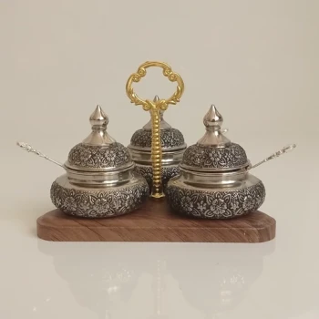 جا ادویه 3 تایی مسی  کروم گنبدی گلبرگ حسنی 