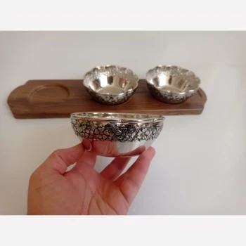 اردو خوری کروم گلبرگ دیبا همراه استند چوبی 