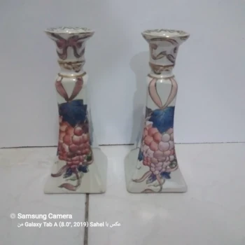 جا شمعی چینی قدیمی طرح  دوطرفه خوشه انگور کمیاب