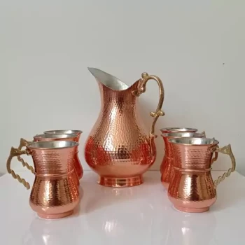 سرویس پارچ اردکی و لیوان شکمی مسی نانو شده زنجان با کیفیت عالی