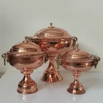 ظروف پذیرایی مسی گوشواره دار درب دار نانو شده زنجان با کیفیت عالی 
