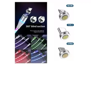 کابل  شارژر و انتقال اطلاعات و دیتا مدل مگنتی سه سر LED مدل چندرنگ 