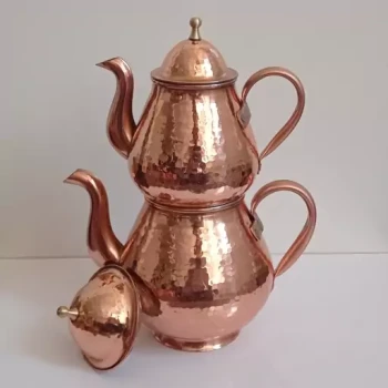 کتری و قوری مسی نانو شده طرح مینیاتوری زنجانیها با کیفیت عالی