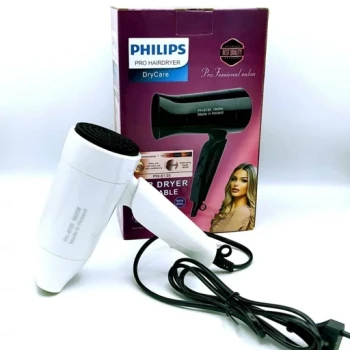 سشوار مسافرتی سایز کوچک مارک فلیپس با کارای حرفه ایدو رنگ سفید و مشکیقابلیت استفاده  چهار حالته