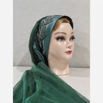 توربان مجلسی سبز ملیله دوزی برگ