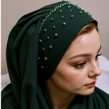 توربان شالدار مجلسی سبز تیره