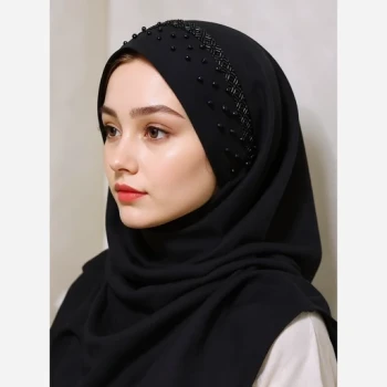 هدشال مجلسی مشکی جنس کرپ کوپرا