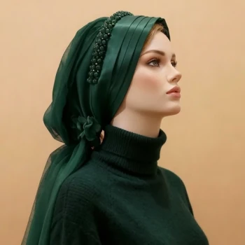 توربان مجلسی سبز جواهردوزی جذاب