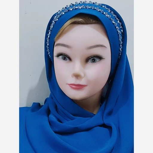 هدشال مجلسی سورمه ای روشن کرپ حریر 