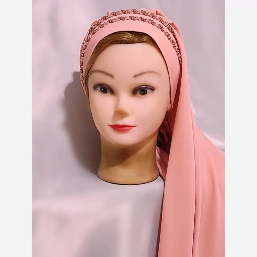 هدشال مجلسی کاربنی کرپ حریر که می تونی به صورت توربان هم استفاده کنی