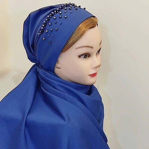 هدشال مجلسی کاربنی کرپ حریر که می تونی به صورت توربان هم استفاده کنی
