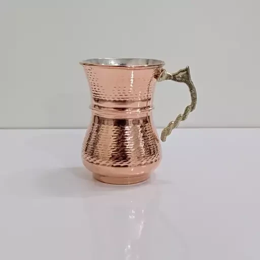 لیوان مسی شکمی دسته برنجی نانو شده زنجانیها با کیفیت عالی 