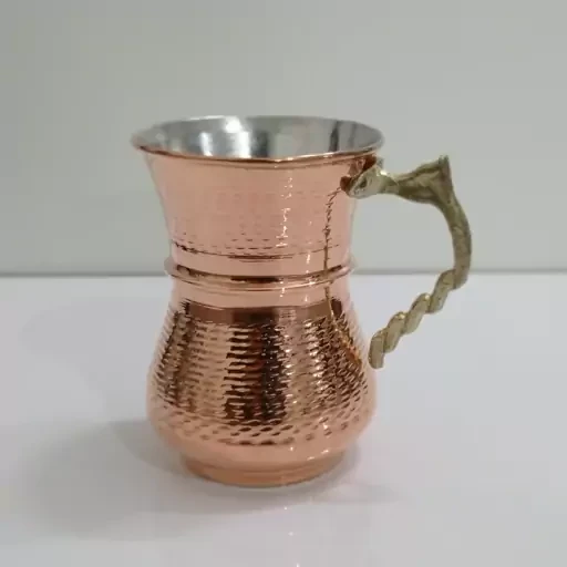 لیوان مسی شکمی دسته برنجی نانو شده زنجانیها با کیفیت عالی 