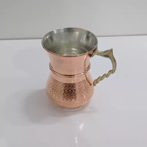 لیوان مسی شکمی دسته برنجی نانو شده زنجانیها با کیفیت عالی 