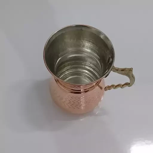 لیوان مسی شکمی دسته برنجی نانو شده زنجانیها با کیفیت عالی 