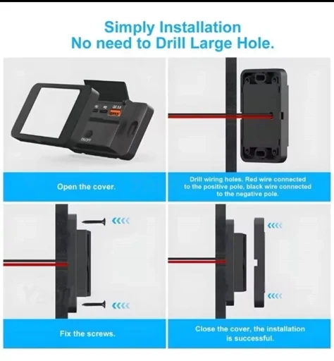 شارژر 3 پورت USB * 2 + Tayp’c * 1 روکار فست با کلید پاور