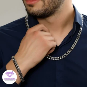 ست گردنبند و دستبند مردانه مدل کارتیر | کد 3041