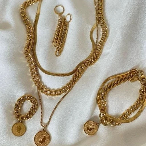 ست زنانه 3 رج کارتیر سکه ا ی الیزابت استیل ، رنگ ثابت ، ضدحساسیت