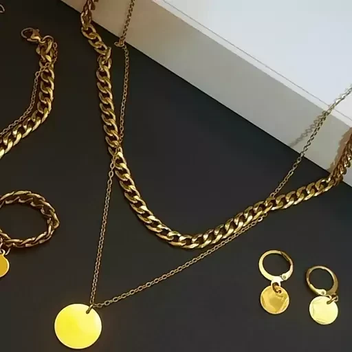 ست زنانه سکه ای استیل آبکاری طلا                    