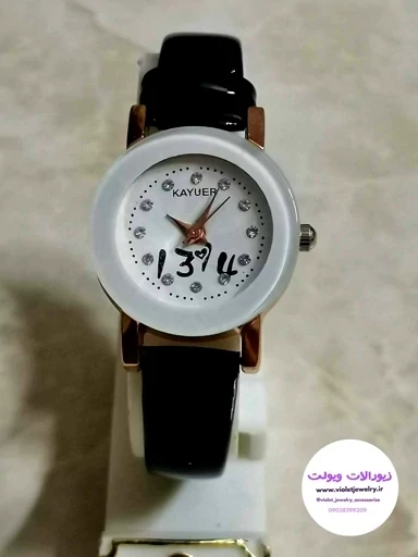 ساعت مچی دخترانه بند چرمی صورتی و مشکی کد 2056
