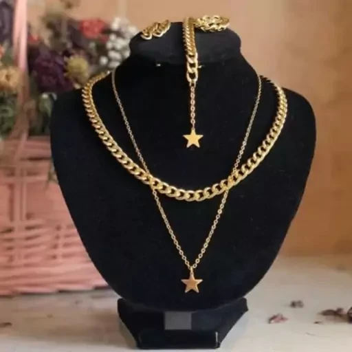 ست زنانه 4 تکه با آویزهای مختلف به سفارش مشتری استیل و رنگ ثابت