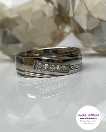 حلقه استیل زنانه اسپرت ورساچه نگین دار برند jfs کد 3056