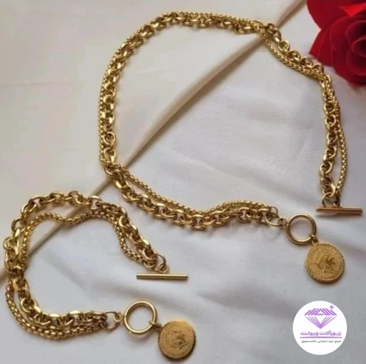 ست زنانه مدل هرمس آویز سکه الیزابت | کد 1028
