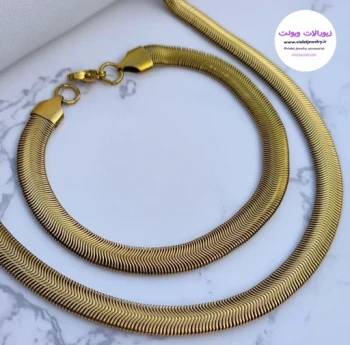 نیم ست زنانه ماری 5 میل جنس استیل طلایی رنگ ثابت کد 3564