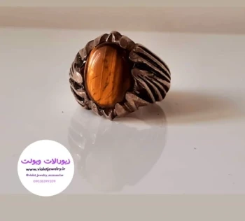 انگشتر مردانه نقره سنگ چشم ببر اصل وزن 20.5 گرم💎 کد 308
