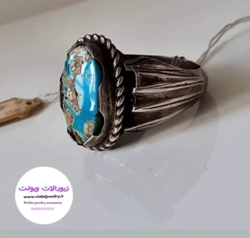 انگشتر مردانه فیروزه نیشابوری اصلی و رکاب نقره دستساز💎 کد 306