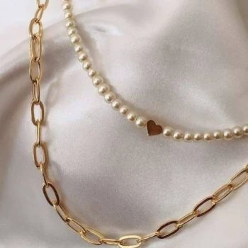 گردنبند زنانه دو لاین مرواریدی
