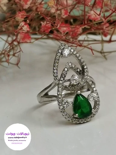 انگشتر نقره زنانه وزن 5.7 گرم نگین مخراج ایتالیایی کد0422