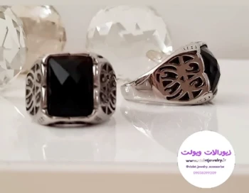 انگشتر مردانه استیل سیاه قلم سنگ مشکی کد 50030