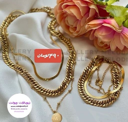 نیم ست کارتیر زنانه 3لاین استیل طلایی کد 3552