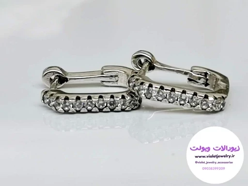 گوشواره زنانه نقره ایتالیایی نگین دار قطر 8 میل وزن 2.5 گرم کد 017 مدل 1