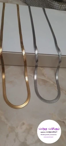 گردنبند مردانه ماری 60سانتی  طلایی و نقره ای 4 میل کد 8010