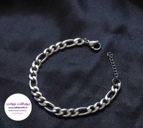 دستبندمردانه فیگارو استیل درشت نقره ای کد 6033