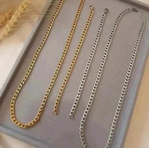 ست گردنبند دستبند مردانه کارتیر  ضخیم استیل (ویولت گالری) کد 5022