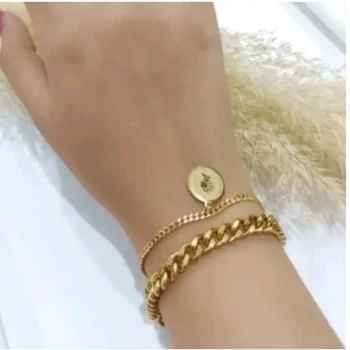 دستبند استیل زنانه دو لاین کارتیر و آویز الیزابت ( ویولت گالری) کد 1325