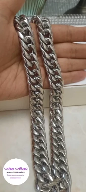 گردنبند مردانه کارتیر دوبل نقره ای 18 میل استیل کد 8011