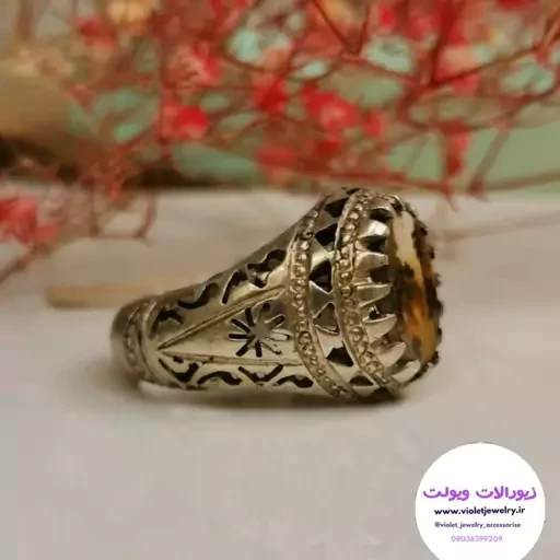 انگشتر نقره ایتالیایی مردانه سنگ اصلی وزن 10.8 گرم کد 315