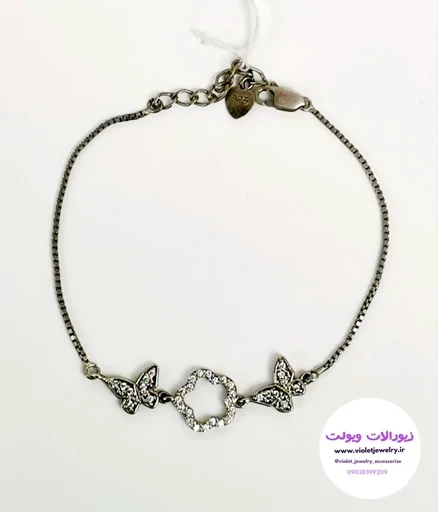 دستبند دخترانه و زنانه جنس نقره طرح گل و پروانه وزن 4.3 گرم کد 004 مدل 1