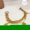 دستبند استیل زنانه طلایی آویزدار کد 1341