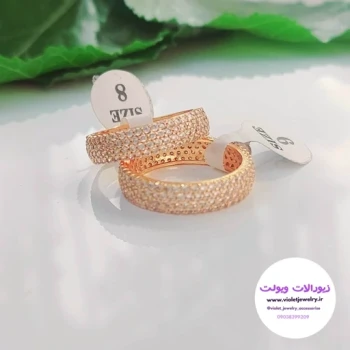 انگشتر زنانه طلایی نگین مخراجی 4 رج سایز 8 و 9 کد 2943