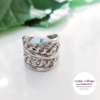 انگشتر زنانه درشت نقره ای رنگ ثابت کد 2952